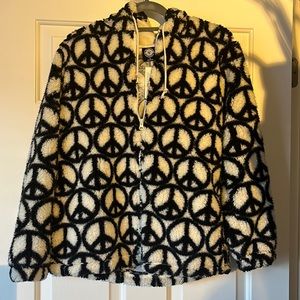 PacSun peace sign teddy jacket. Size small